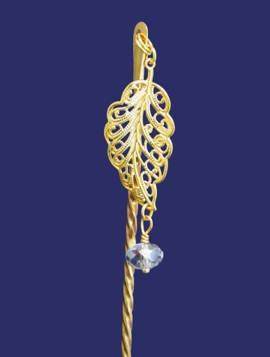 Brass Filigree Feather Hairpin