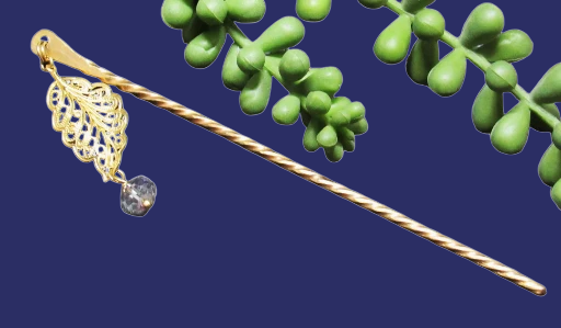 Brass Filigree Feather Hairpin