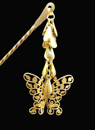 Twisted Brass Butterfly Hair Pin