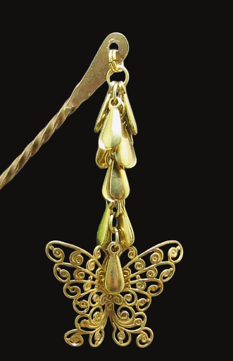 Twisted Brass Butterfly Hair Pin