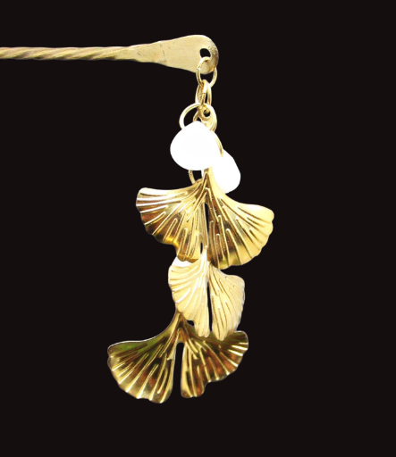 Brass Gingko Leaf Hairpin with Three Leaves