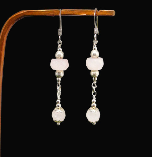 Rose Quartz Beaded Earrings
