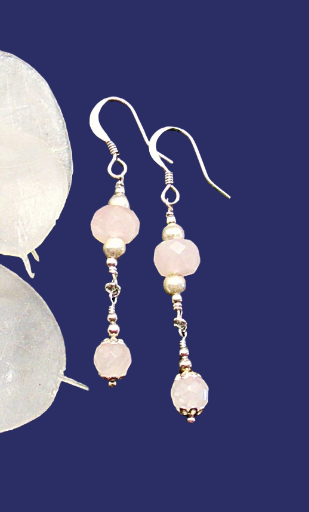 Rose Quartz Beaded Earrings