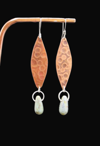 Pointed Oval Copper Earrings 