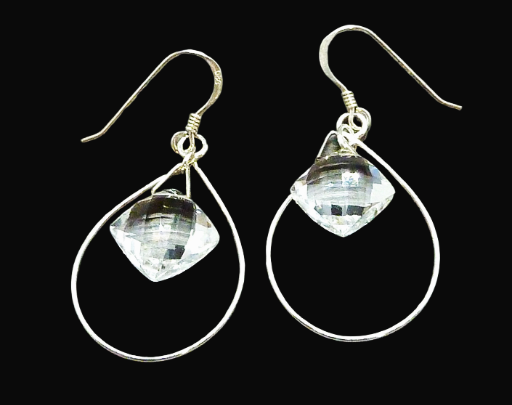 Clear Crystal Faceted Sterling Earrings