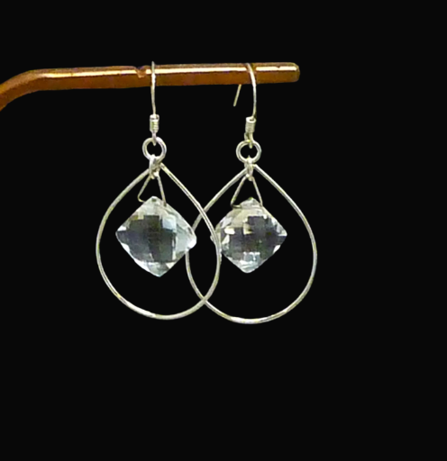 Clear Crystal Faceted Sterling Earrings