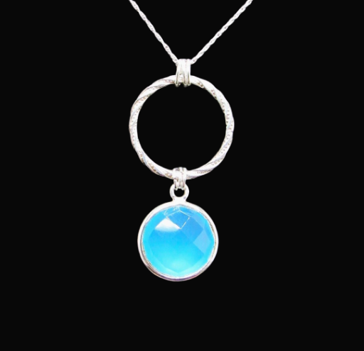 Sterling Silver Faceted Chalcedony Necklace