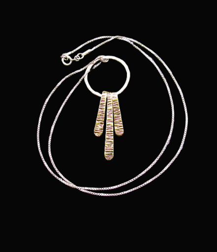 Sterling and Brass Fringe Pendant and Chain
