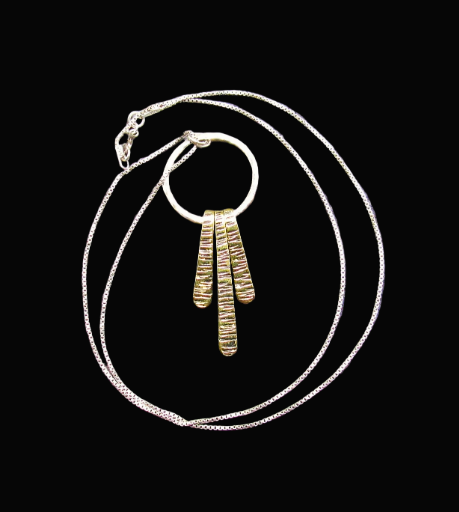 Sterling and Brass Fringe Pendant and Chain