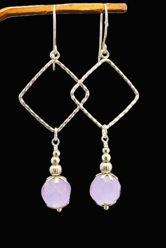 Lavender Chalcedony Gemstone Dangle Earrings