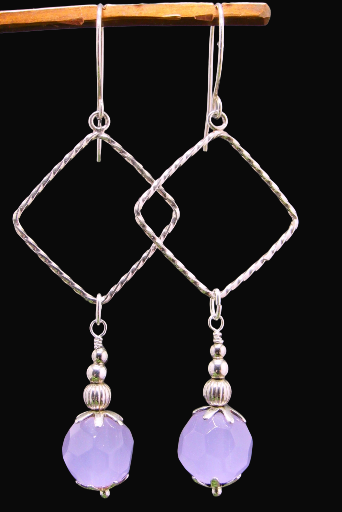 Lavender Chalcedony Gemstone Dangle Earrings