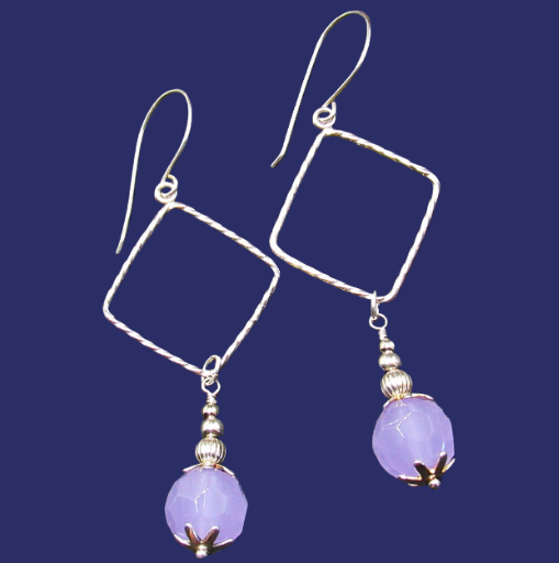 Lavender Chalcedony Gemstone Dangle Earrings