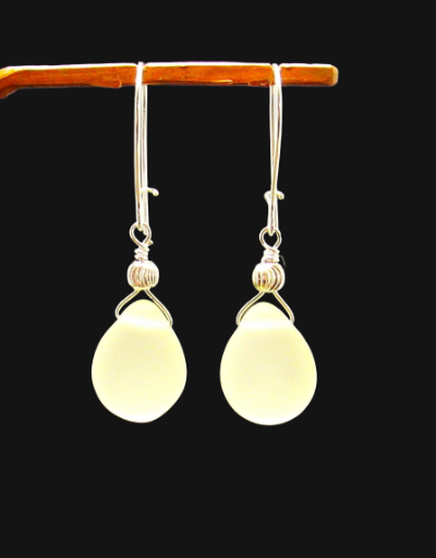 Frosted Lemon Teardrop Earrings In Sterling