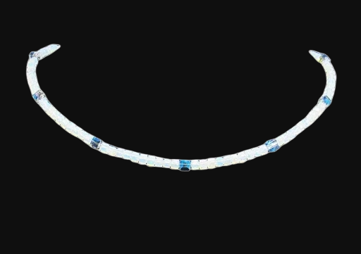 Opalite and Blue Beaded Sterling Necklace 16 Inches