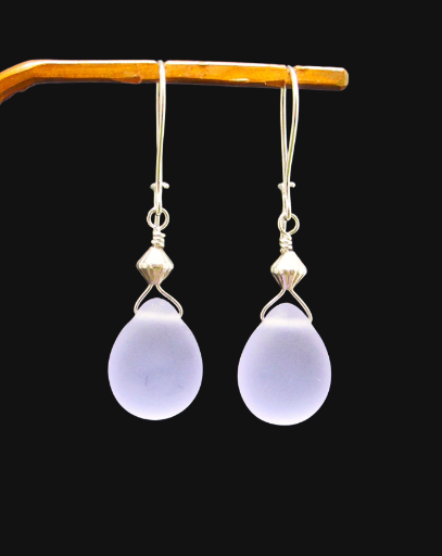 Frosted Lavender Drop Earrings