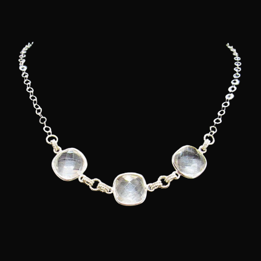 White Topaz and Sterling Silver Silver Necklace