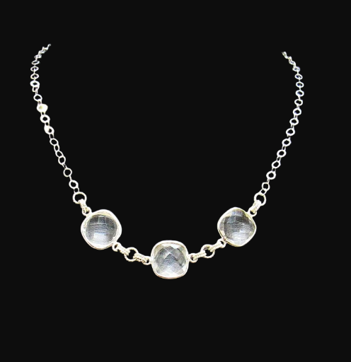 White Topaz and Sterling Silver Silver Necklace