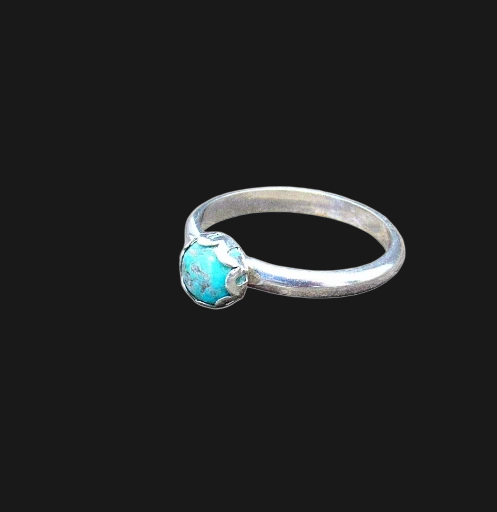 Sterling Silver Turquoise Cabochon Ring Size 7.5 US