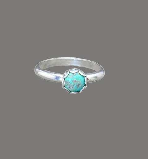 Sterling Silver Turquoise Cabochon Ring Size 7.5 US