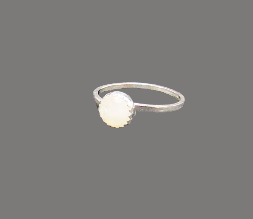  White Moonstone Sterling Silver Ring Size 9.5 US