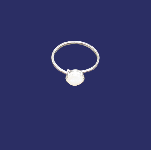  White Moonstone Sterling Silver Ring Size 9.5 US