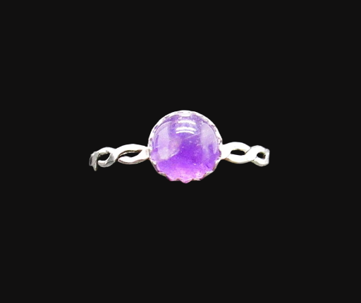 Amethyst Cabochon On Braided Sterling Silver Ring Size 6 US