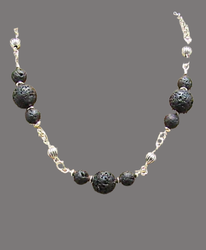 Black Lava Sterling Silver Necklace