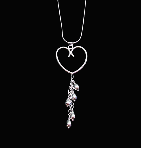 Heart and Teardrops Sterling Silver Cascade Necklace