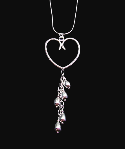 Heart and Teardrops Sterling Silver Cascade Necklace