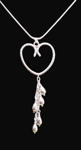 Heart and Teardrops Sterling Silver Cascade Necklace