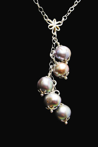 Elegant Pearl Cascade Necklace in Sterling Silver
