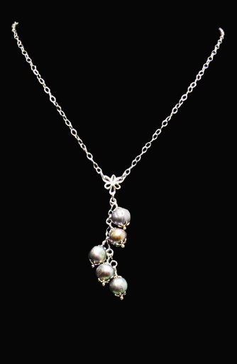 Elegant Pearl Cascade Necklace in Sterling Silver