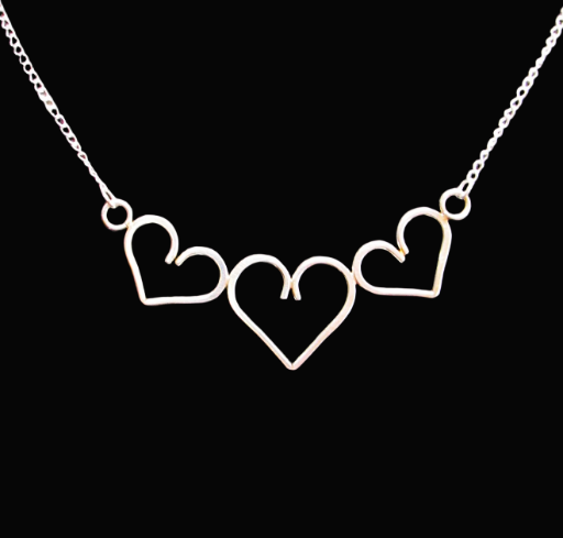 Triple Heart Festoon Necklace in Sterling
