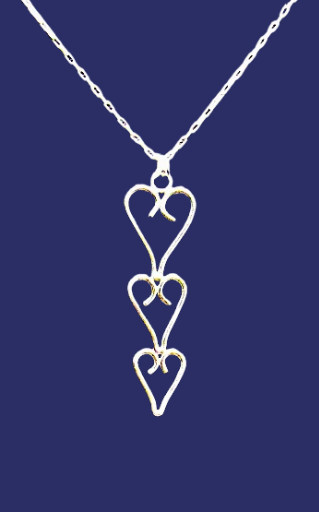 Triple Heart Pendant Necklace in Sterling Silver