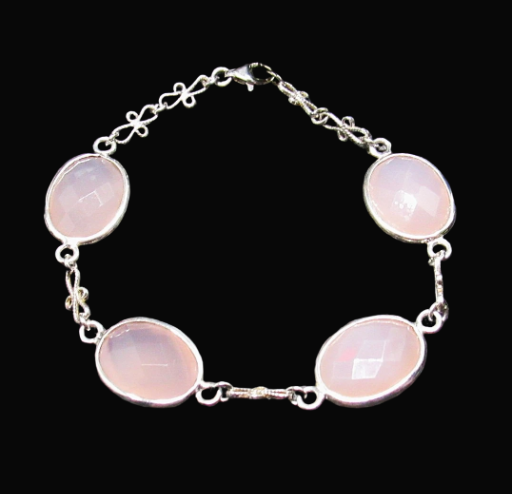 Elegant Pink Chalcedony Stone Bracelet - 7.5 Inches