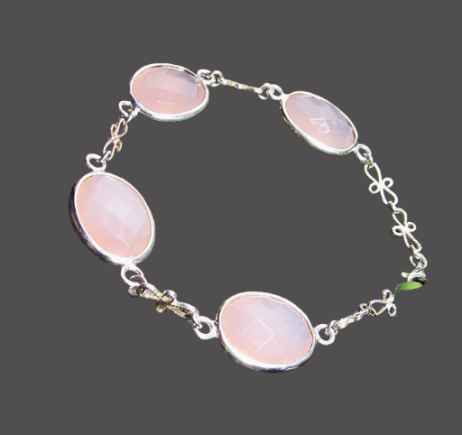 Elegant Pink Chalcedony Stone Bracelet - 7.5 Inches