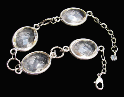 Clear Quartz and Sterling Silver Bracelet- 7.5 Inches