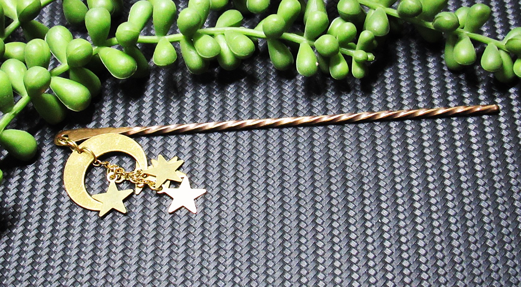 Gold Moon and Stars Hair Pin