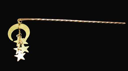 Gold Moon and Stars Hair Pin