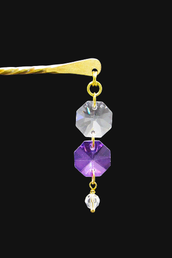 Purple and Clear Dangle Hair Pin