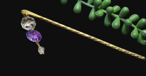 Purple and Clear Dangle Hair Pin