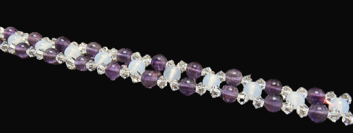 Amethyst, Moonstone and Crystal Woven Bracelet-8.5 Inches