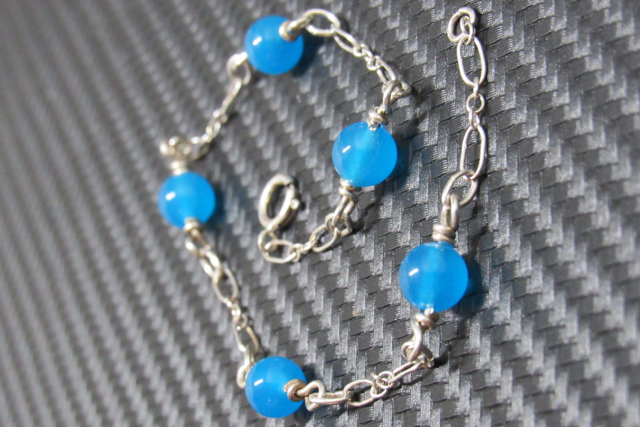 Sterling Silver Bracelet with Tahoe Blue Beads
