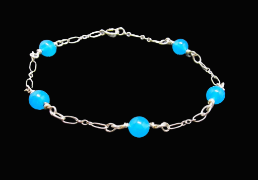 Sterling Silver Bracelet with Tahoe Blue Beads