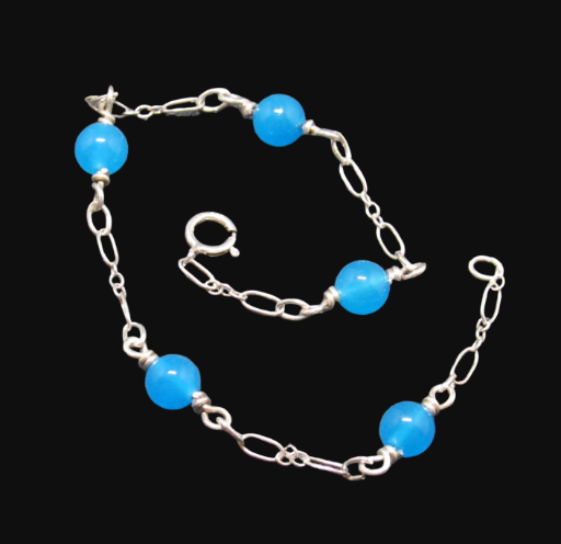Sterling Silver Bracelet with Tahoe Blue Beads
