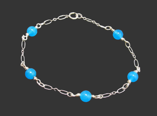 Sterling Silver Bracelet with Tahoe Blue Beads