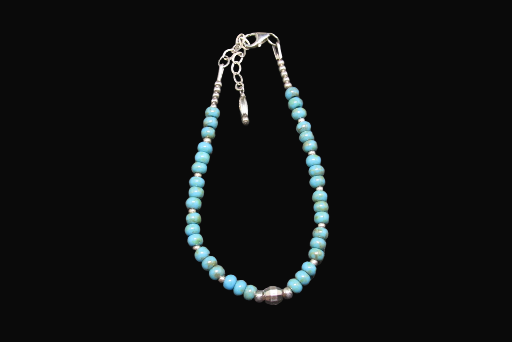   Sterling Silver Turquoise Ceramic Beaded Bracelet