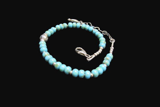   Sterling Silver Turquoise Ceramic Beaded Bracelet