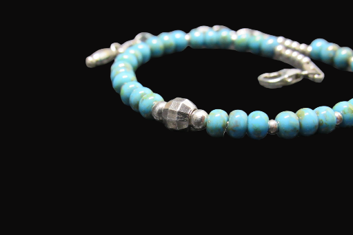   Sterling Silver Turquoise Ceramic Beaded Bracelet