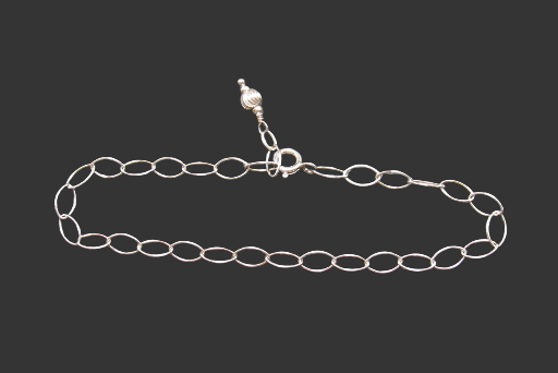  Sterling Silver Oval Cable Chain Bracelet